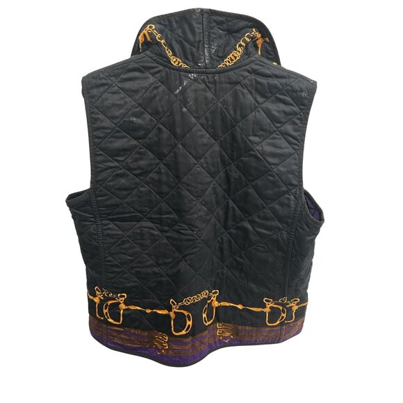Lauren Ralph Lauren Reversible Quilted Vest Equestrian Print Purple Side Size L - Picture 2 of 11